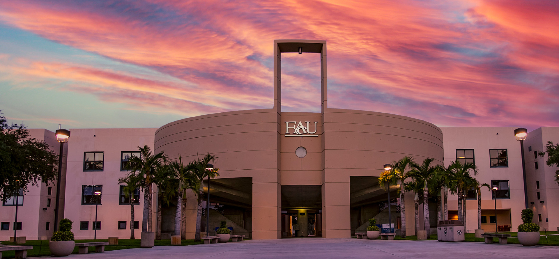 Social Sciences building at sunset