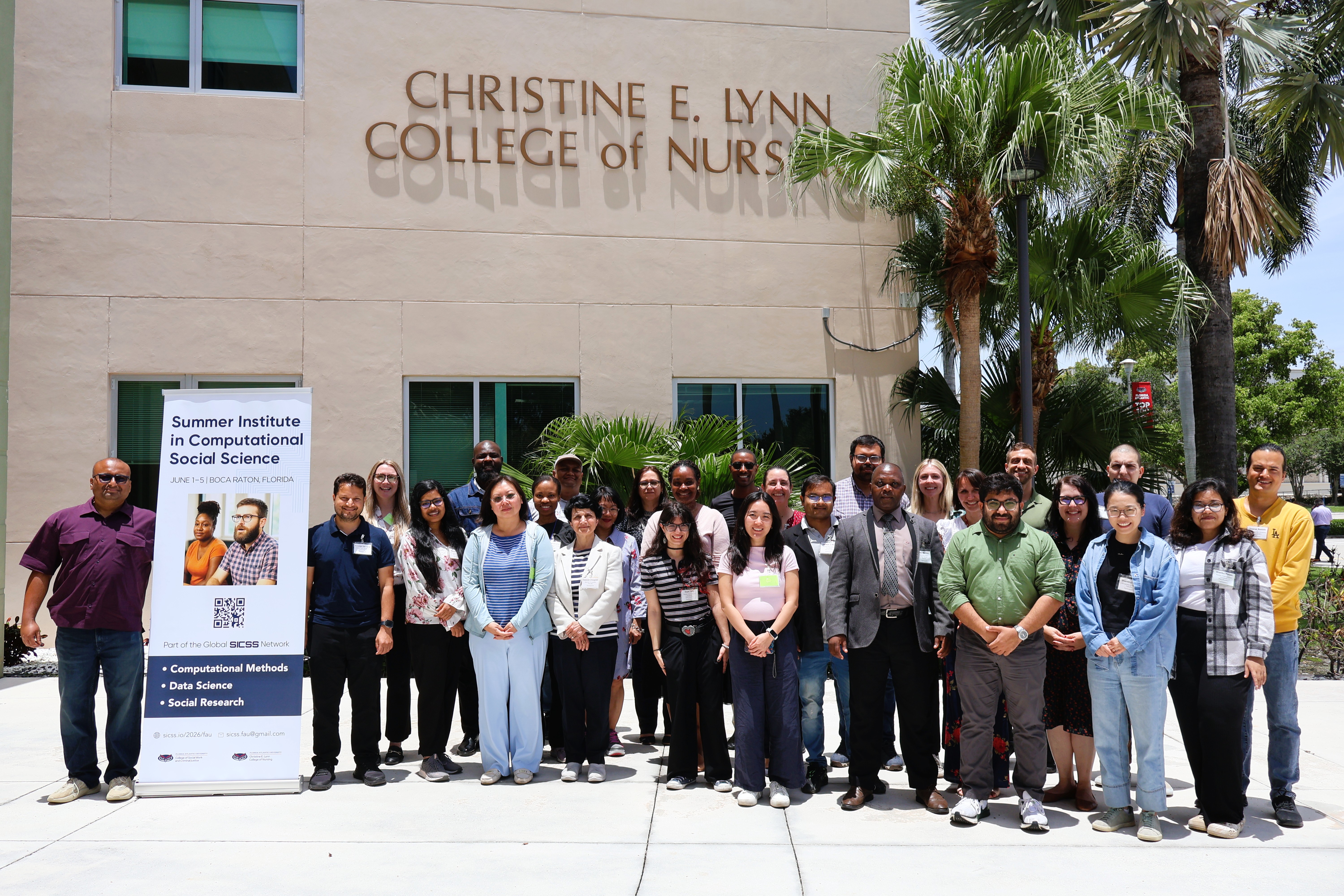 SICSS participants taking a group photo in front of teh College of Nursing building
