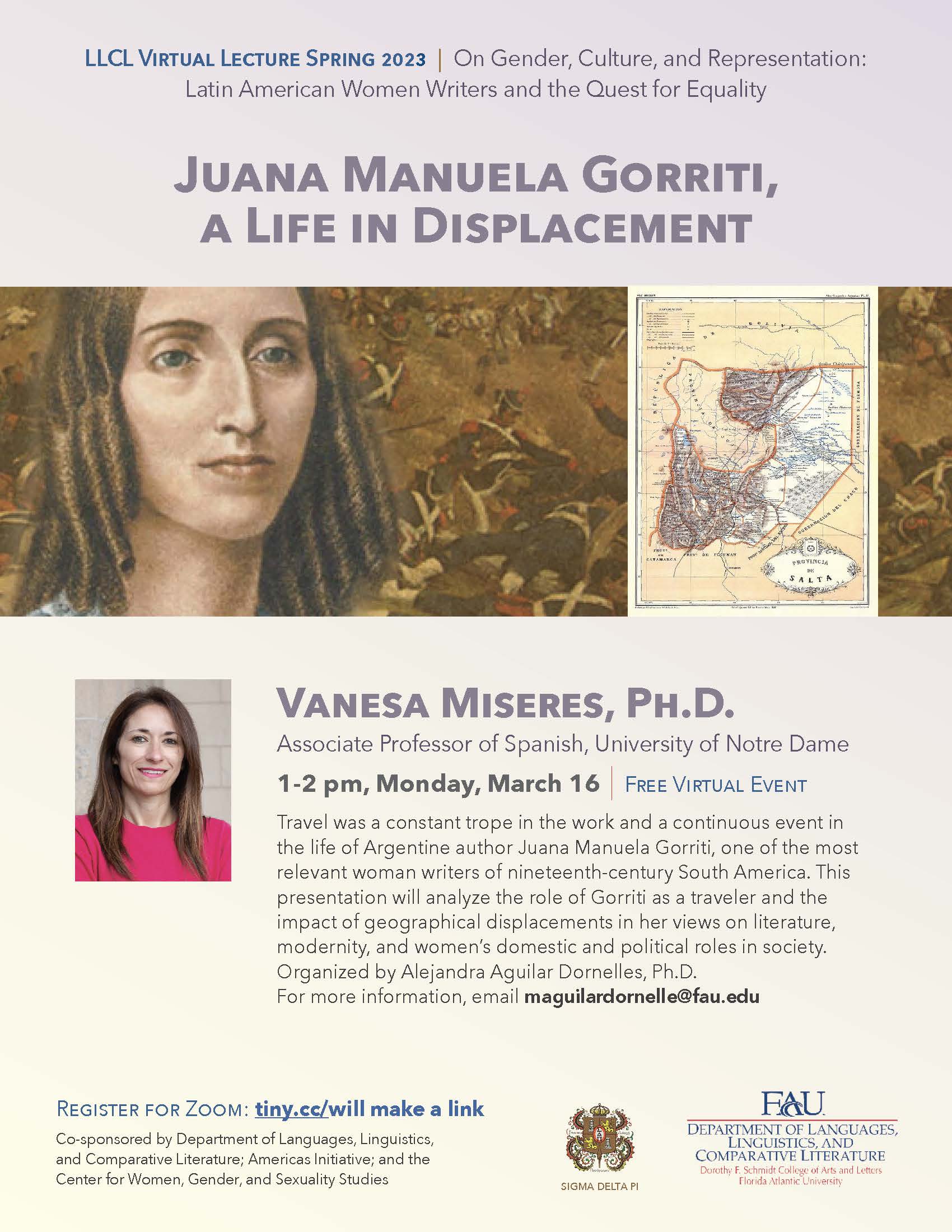 flyer announcing event Dr. Vanesa Miseres