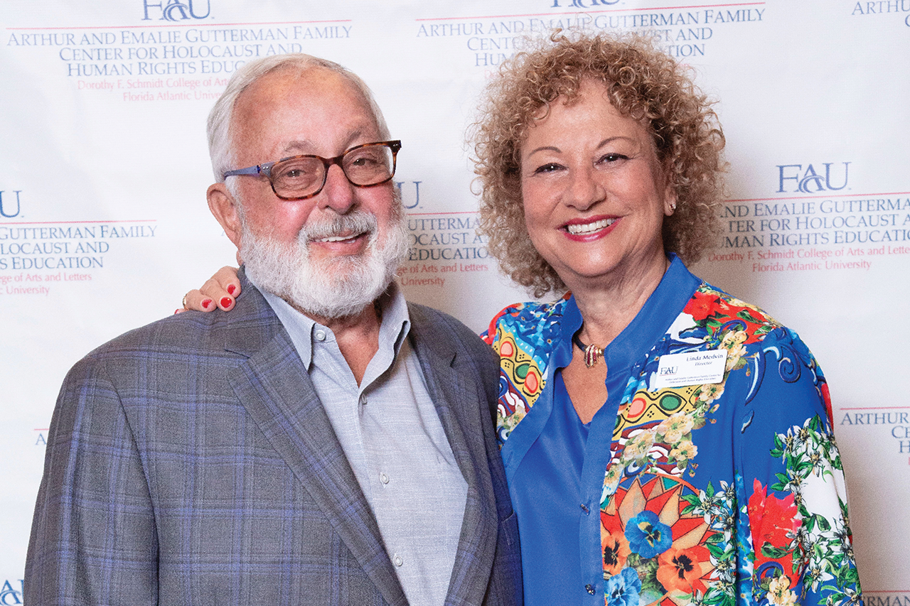 Arthur Gutterman and Linda Medvin, Director of the Arthur and Emalie Gutterman Family Center for Holocaust and Human Rights Education (CHHRE)