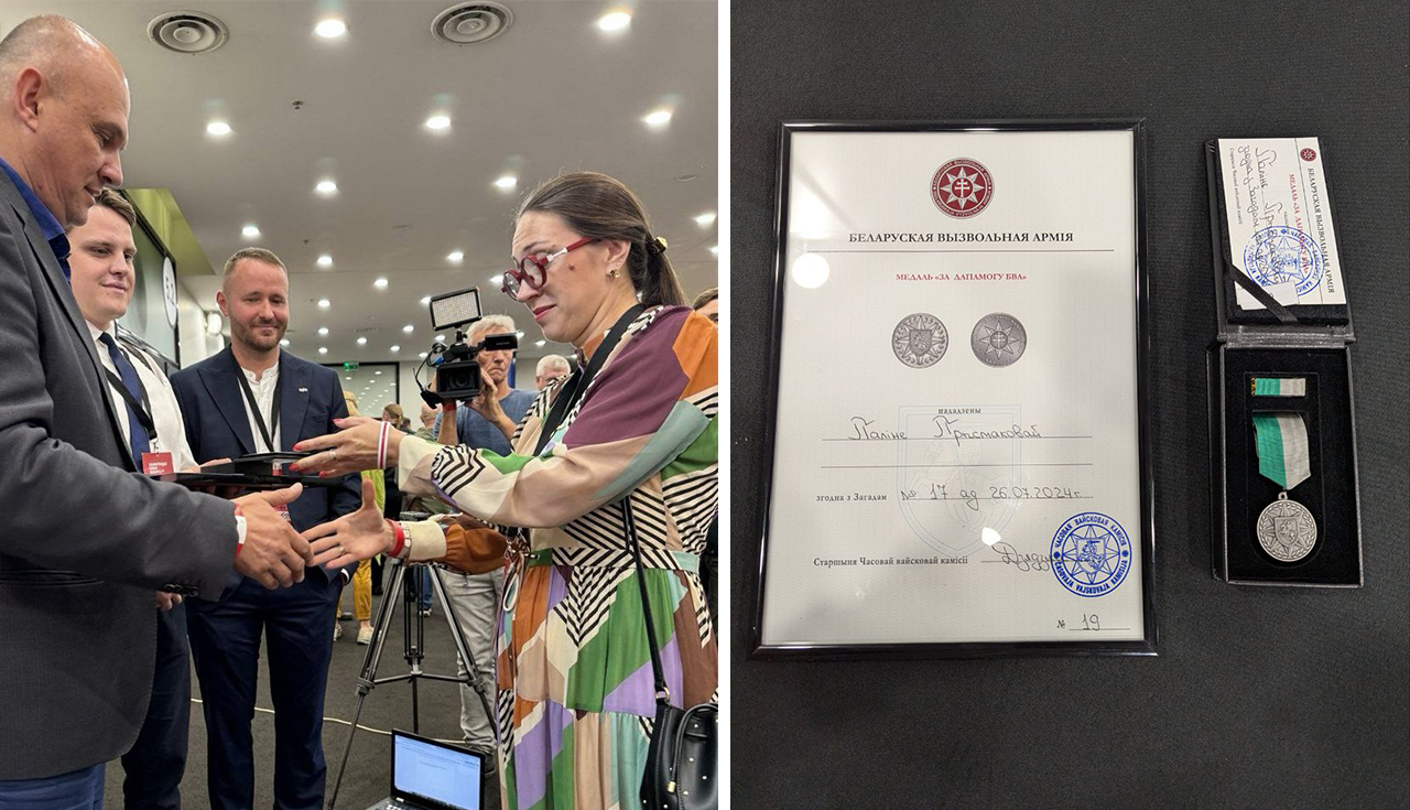 Dr. Palina Prysmakova, Associate Professor of School of Public Administration, was awarded a medal issued by the Belarusian Liberation Army (BLA)