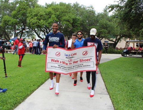 FAU students walking during the national campaign to raise awareness on campus sexual assault across the nation