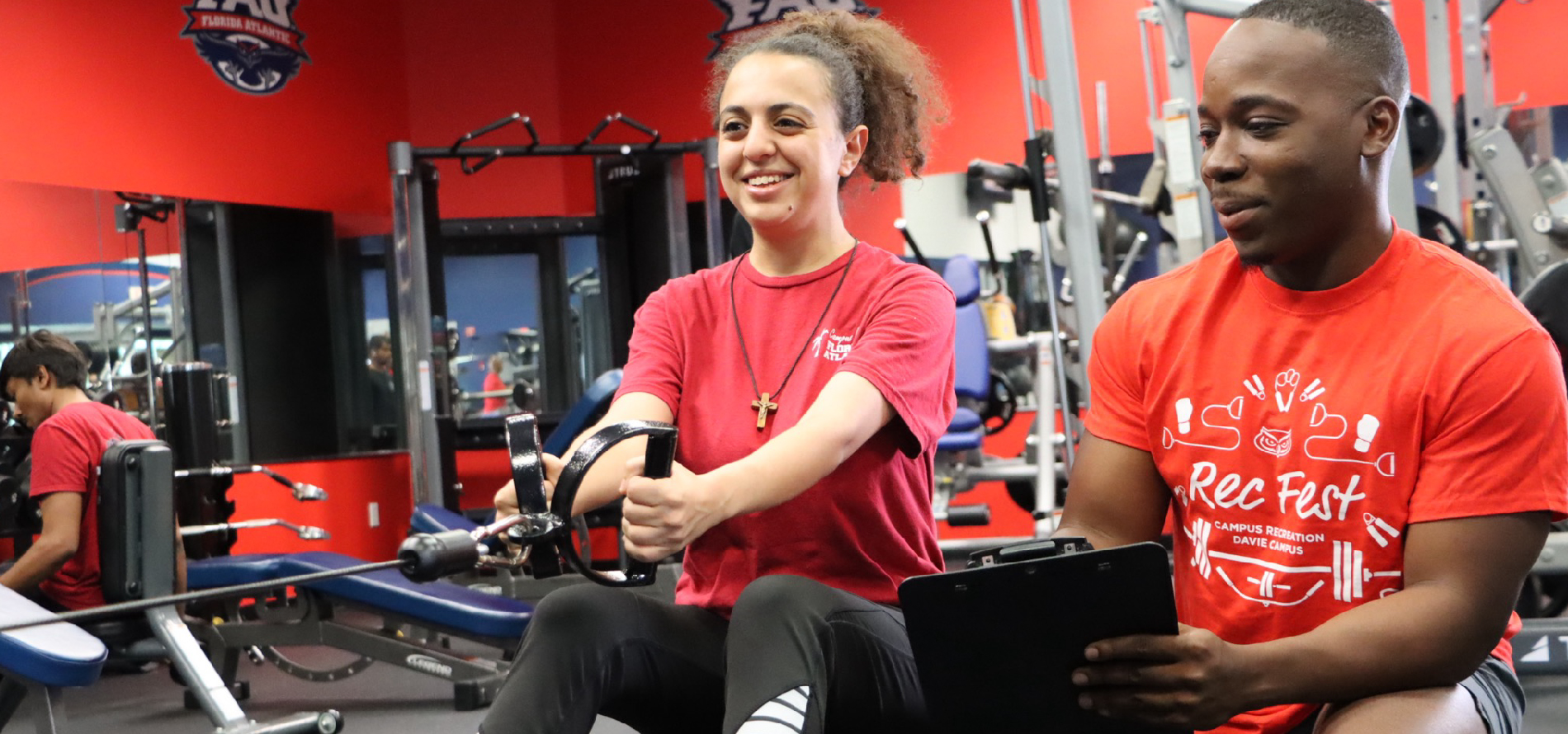 Broward student working out on the bench press