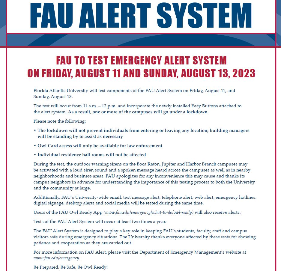 Department Of Emergency Management | Florida Atlantic University