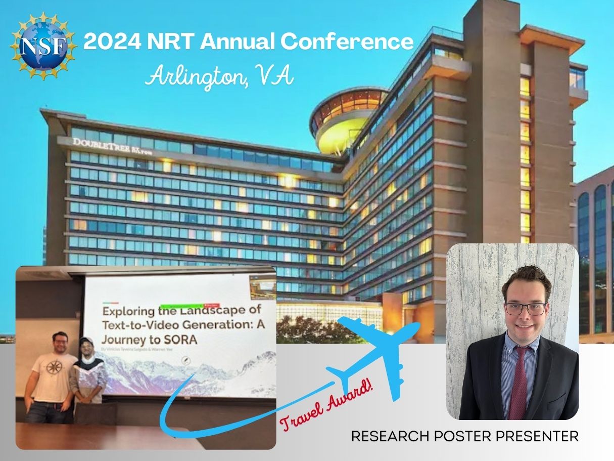 Image of conference hotel and poster presenter