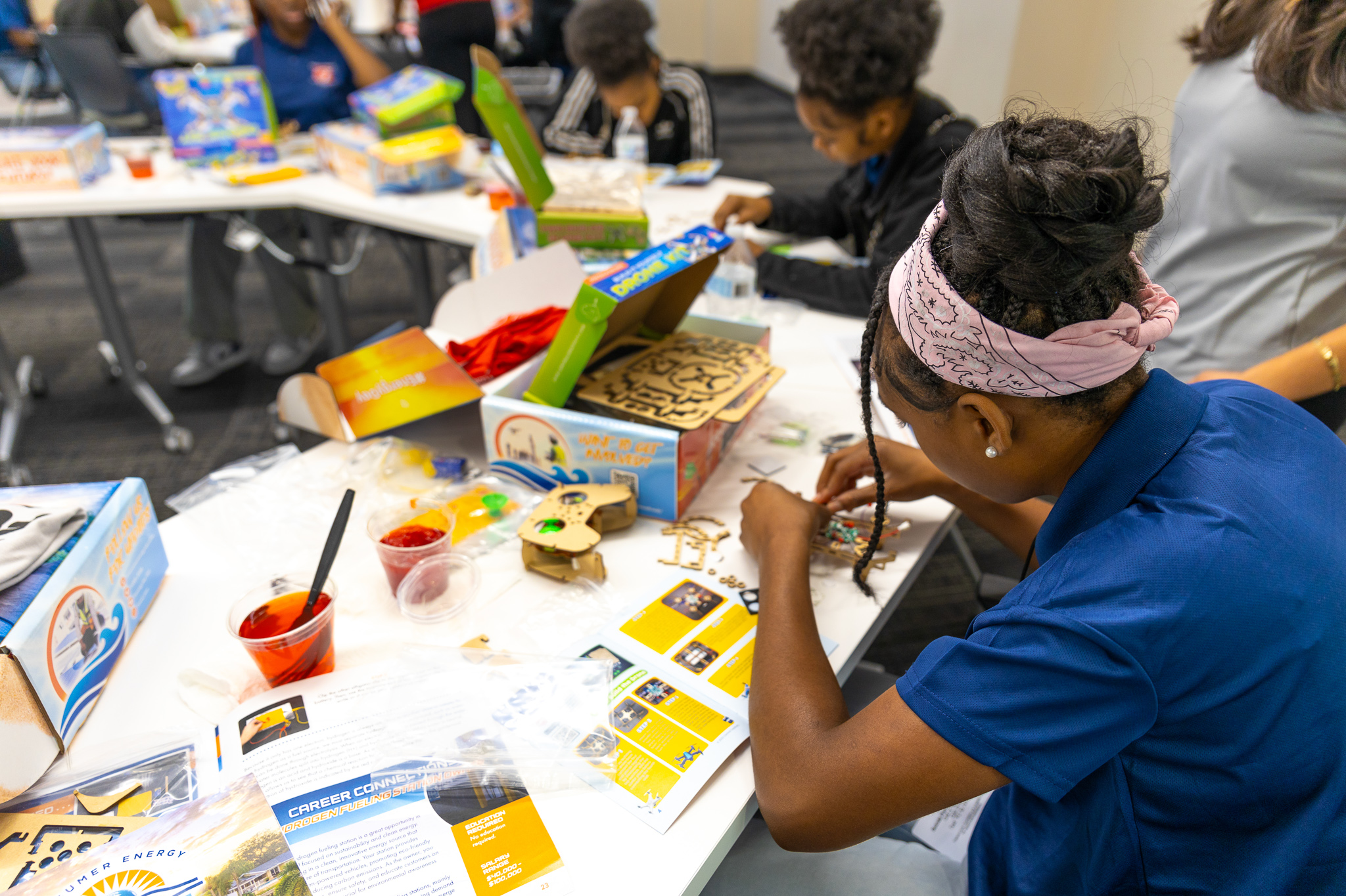 Students working at the STEM Workshop