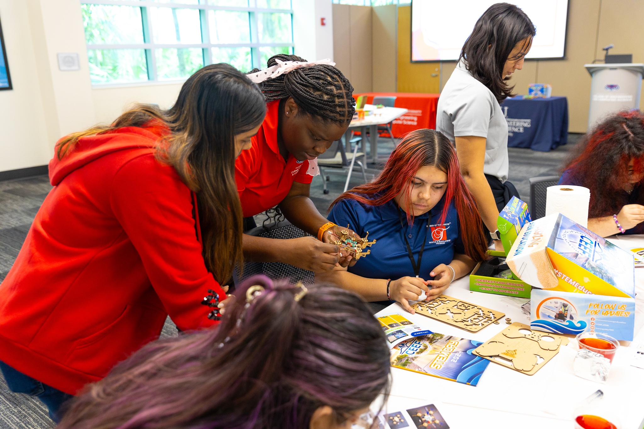 Students working at the STEM Workshop