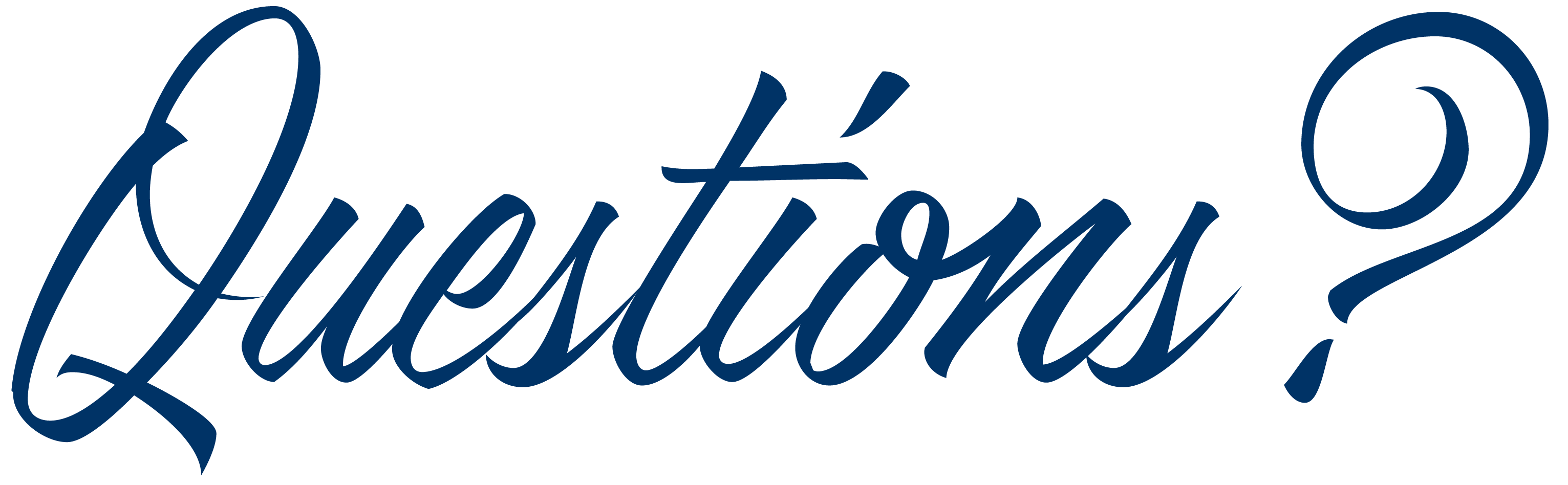 Questions in blue cursive font on white background