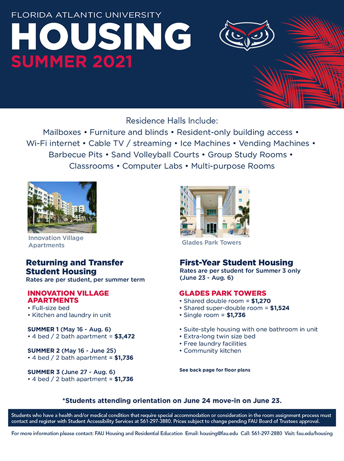 FAU Housing Rates