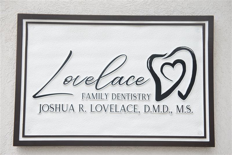 Exterior sign for Dr. Lovelace's practice in Nocatee, Florida -  Lovelace Family Dentistry, Joshua R. Lovelace, D.M.D., M.S.