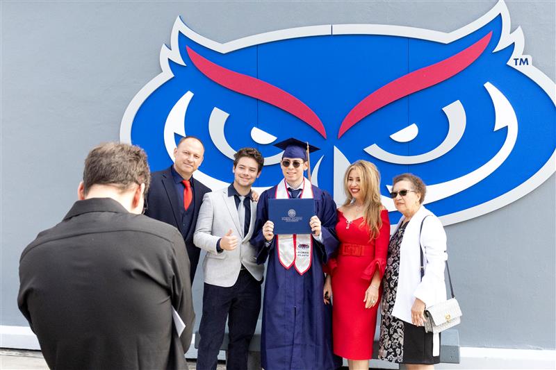 Florida Atlantic University conferred more than 2,700 degrees over the course of five in-person commencement ceremonies in the Carole and Barry Kaye Performing Arts Auditorium.