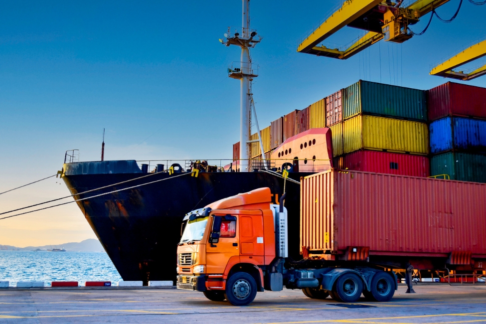 A view of crates on a dock