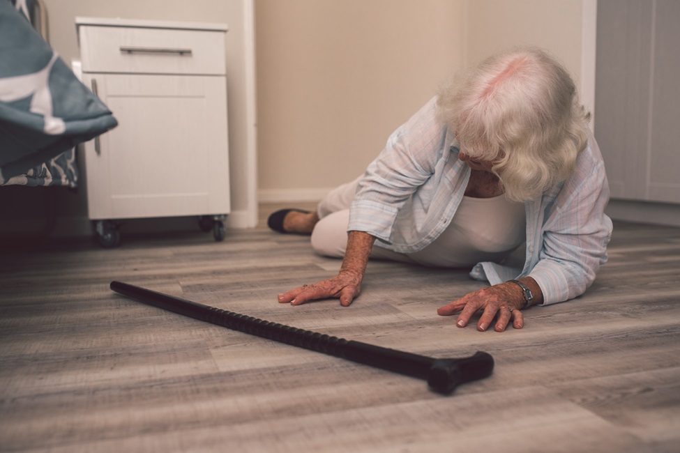 Older woman fallen on the floor