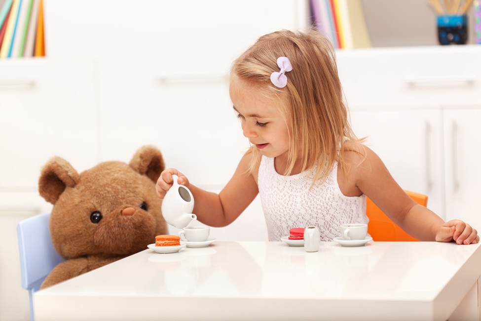 Toddler, Child, Pretend Play, Tea Party, Teddy Bear 