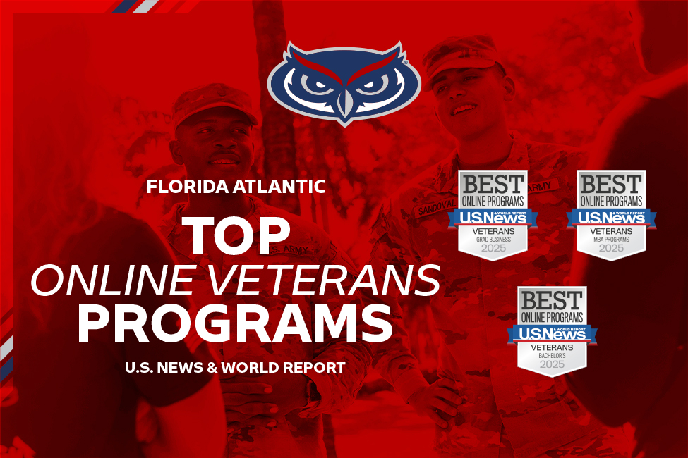 Florida Atlantic University’s online bachelor’s program for veterans is ranked for the first time at No. 67 in the nation for 2025 by U.S. News & World Report.