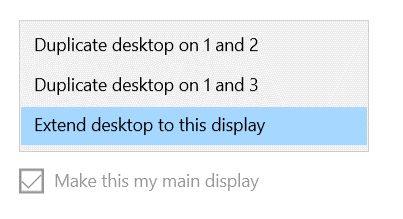 Select Extend desktop to this display