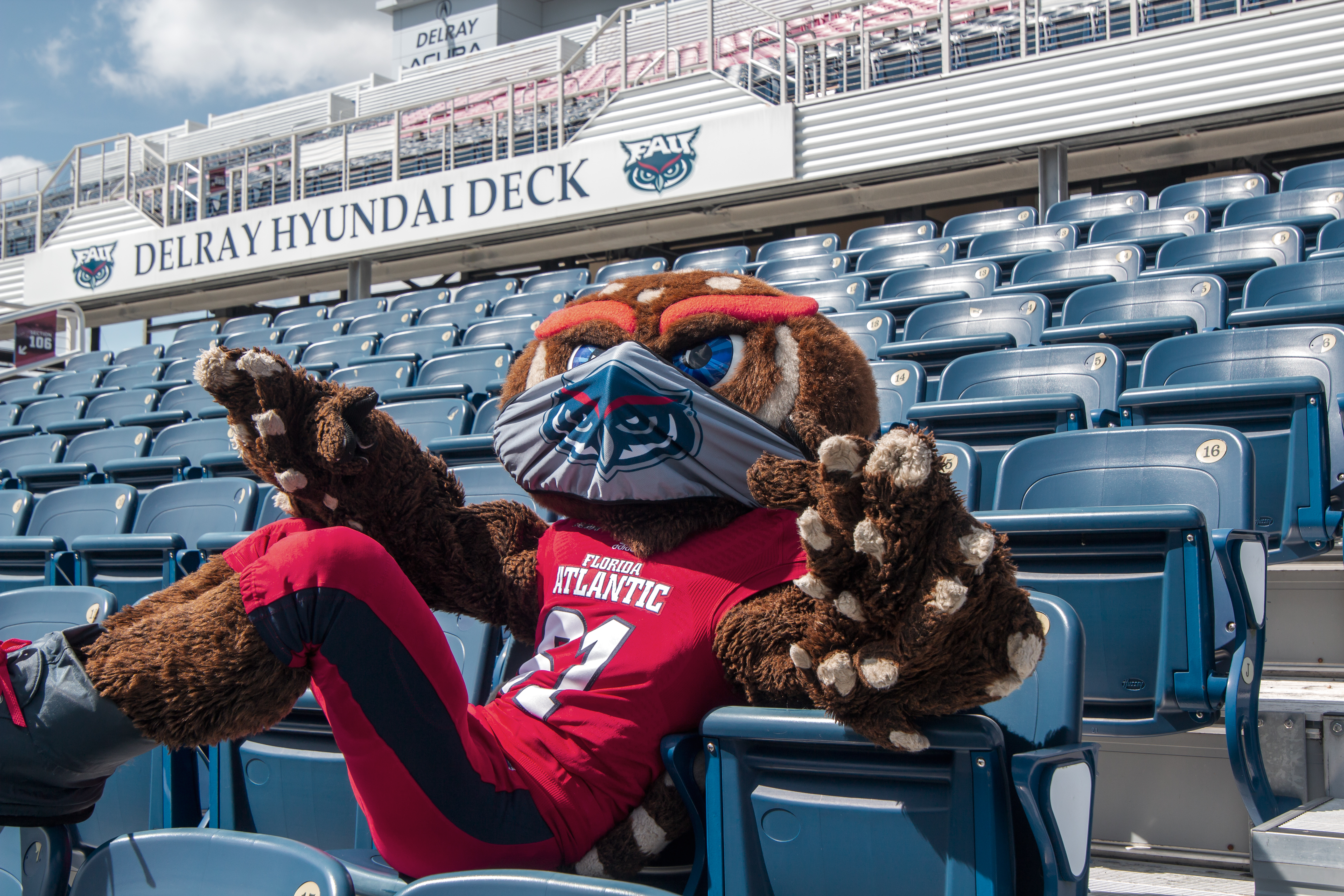 Owsley mascot sitting in the stadium