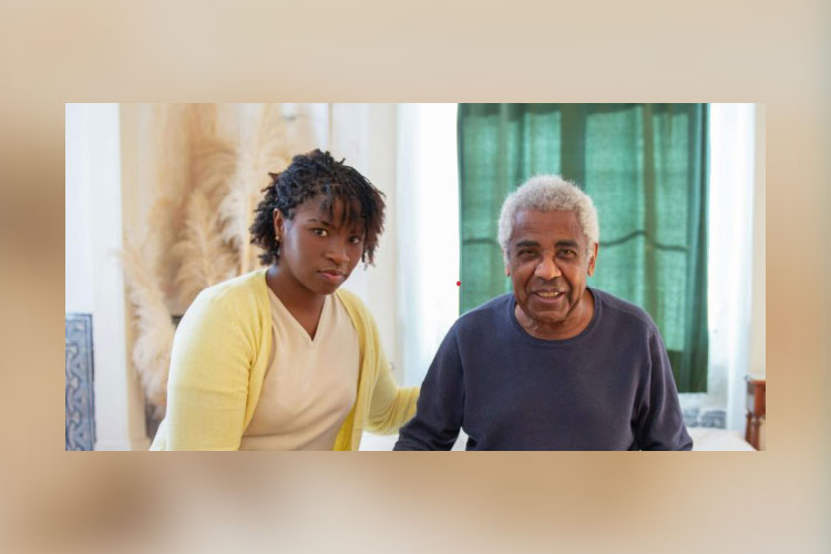 elder person and caregiver