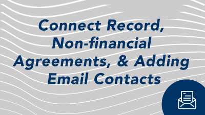 Novelution training video Connect Record, Non financial Agreements and Adding Email Contacts