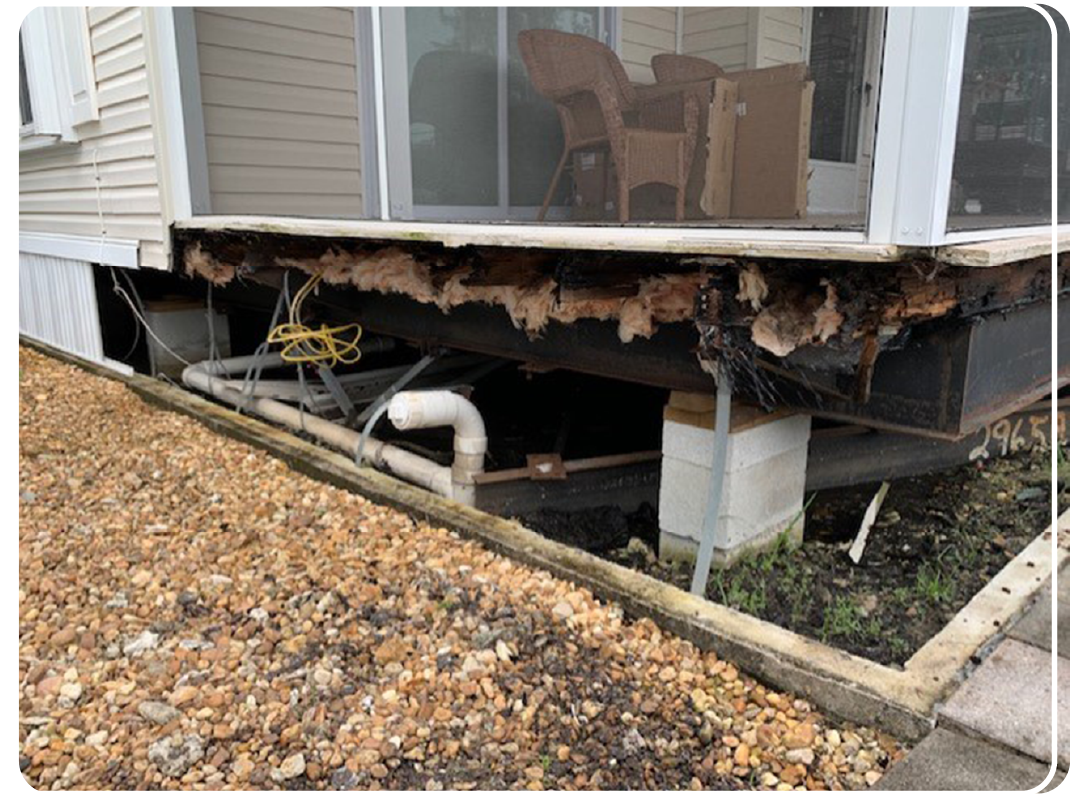 water damage on foundation of house