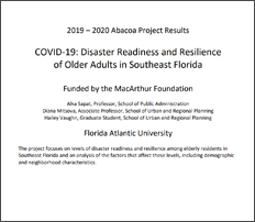 COVID-19: Disaster Readiness and Resilience  of Older Adults in Southeast Florida